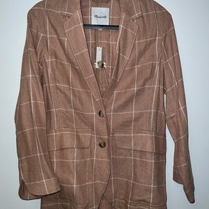 NWT Dusty Rose Madewell Breezewoven Larsen Blazer in Windowpane